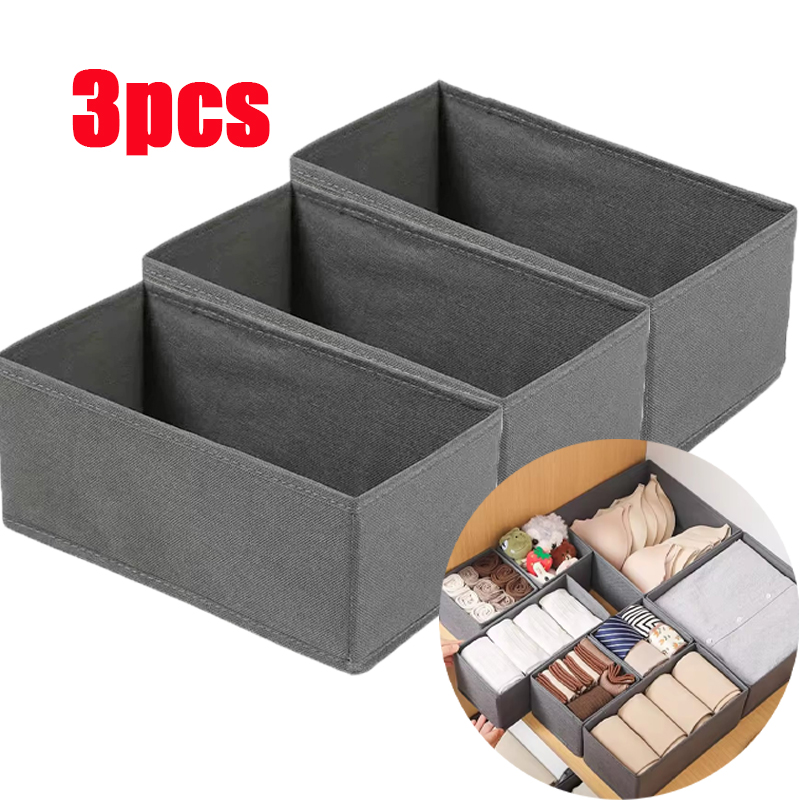 Sock Organizer Tray - 3PC Fabric Underwear Storage Box Drawer