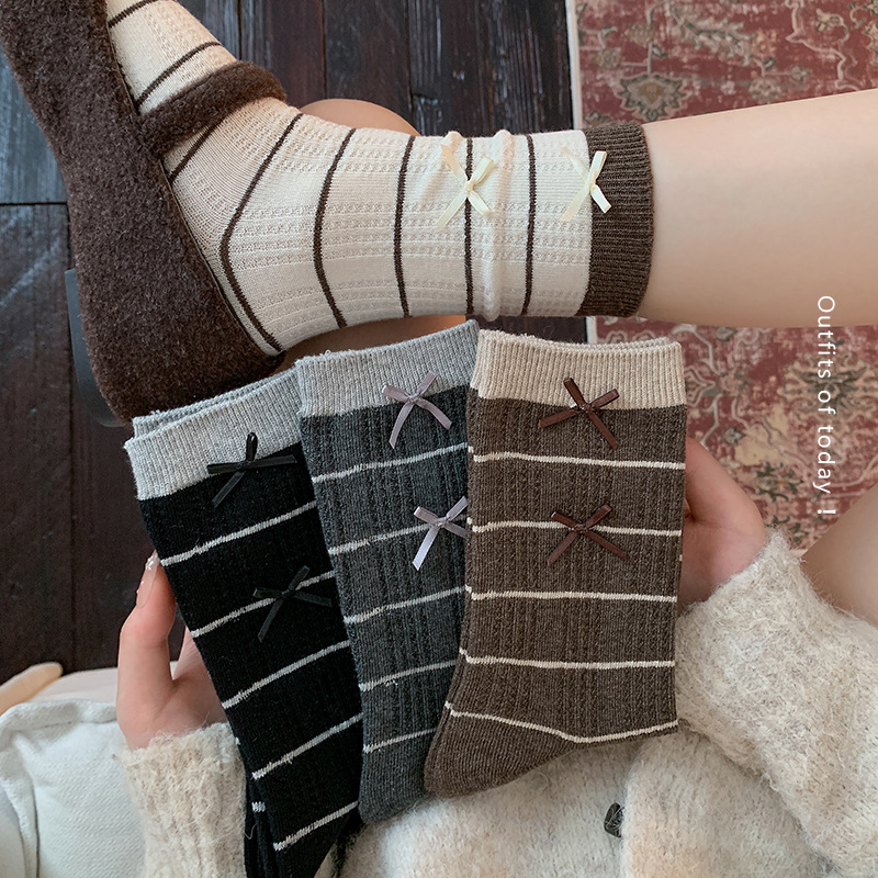 Bowknot Striped Slouchy Mid-Ca - Boot Sock Slouchy recension och pris